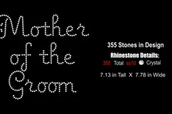 Rhinestone Mother of the Groom Wedding Sticky Flock Design - Product Image 2
