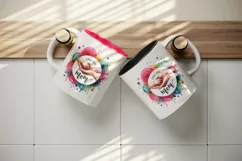 Mother hands holding baby hands vibrant splash Love You Mom quote print 20 oz tumbler skinny mug wrap clipart t-shirt sublimation printable design