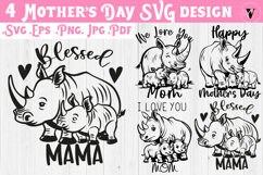 Mothers Day SVG | Rhino SVG | Cute animal Product Image 1