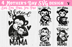 Mothers Day SVG | Monkey SVG | Cute animal Product Image 1