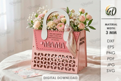 3D Mother's Day Bag Laser cut. Gift Bag SVG Product Image 1