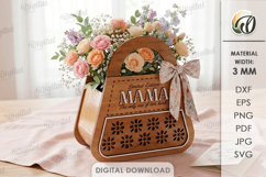 3D Mother's Day Bag Laser cut. Gift Bag SVG Product Image 1