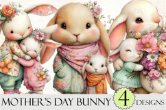 Whimsical Mother's Day Bunny Clipart Product Image 1