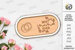 Mother's Day Decorative Tray Laser Cut. Jewelry Plate SVG Product Image 1