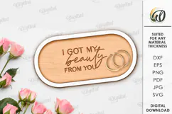 Mother's Day Decorative Tray Laser Cut. Jewelry Plate SVG Product Image 1