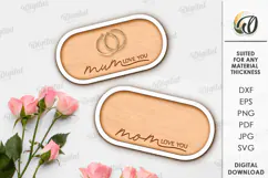 Mother's Day Decorative Tray Laser Cut. Jewelry Plate SVG Product Image 1