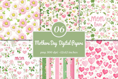 Mothers day Digital Papers -Floral Heart Patterns Mother Day Product Image 1