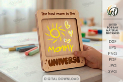 Mother's Day Kids Drawing Plaque Laser Cut. Mom Card SVG Product Image 1