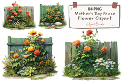 Mother's Day Fence Flower Clipart Product Image 1