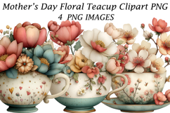 Mother’s Day Floral Teacup Clipart PNG Product Image 1