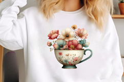 Mother’s Day Floral Teacup Clipart PNG Product Image 2