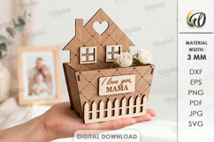 Mother's Day Flower Gift Box Laser Cut. Flower Holder SVG Product Image 1
