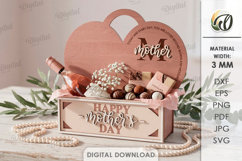 3D Mother's Day Gift Box Laser Cut. Present Box SVG Product Image 1