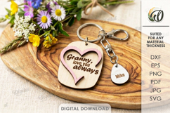 Mother's Day Keychain Laser Cut. Grandma Keyring SVG Product Image 1