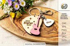 Mother's Day Keychain Laser Cut. Sister Keyring SVG Product Image 1