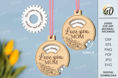 Mother’s Day Ornaments Laser Cut Bundle. Mother&#039;s Gift SVG Product Image 4