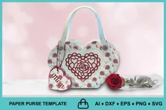 Mother's Day Paper Purse SVG, Valentine's Heart Gift Bag SVG Product Image 1