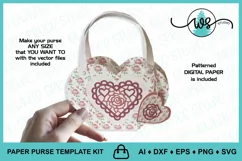 Mother's Day Paper Purse SVG, Valentine's Heart Gift Bag SVG Product Image 1