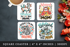 Mother's Day square coaster sublimation, coasters design Product Image 1