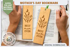 Mother's Day Bookmark Lasercut. Wooden Engraved Bookmark SVG Product Image 1