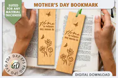 Mother's Day Bookmark Lasercut. Wooden Engraved Bookmark SVG Product Image 1