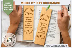 Mother's Day Bookmark Lasercut. Wooden Engraved Bookmark SVG Product Image 1