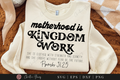 Motherhood Is Kingdom Work SVG PNG | Boho Christian PNG Product Image 1