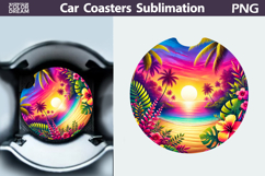 Beach Car Coaster | Tropical Summer Round Car Coaster Product Image 1