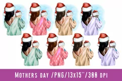 Mothers day Christmas Santa Hat Family Clipart Product Image 1