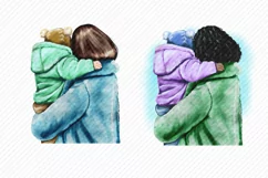 Mom is holding a baby in a hat in her arms.Rear view Product Image 2