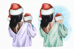 Mothers day Christmas Santa Hat Family Clipart Product Image 2