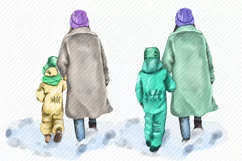 Mothers Day Mom Daughter Son Children Clipart PNG Product Image 2