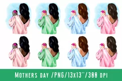 Mothers Day Clipart Mother Daughter Matherhood Sublimation Product Image 1