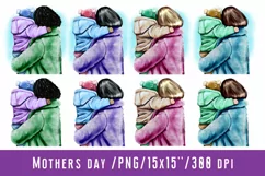 Mom is holding a baby in a hat in her arms.Rear view Product Image 1
