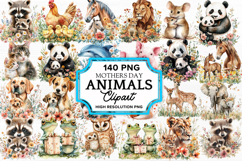 Mothers Day Animals Clipart Sublimation Bundle PNG Product Image 1