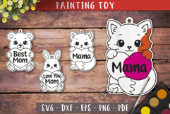 Mothers Day Animals Painting Toy SVG Ornament