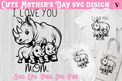 Mothers Day SVG | Rhino SVG | Cute animal Product Image 1