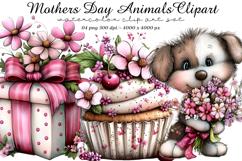 Watercolor Mothers Day Animals Clipart Product Image 1