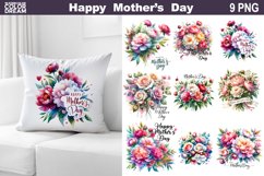 Mothers Day Sublimation | Mothers Day Flowers Pillow Product Image 1