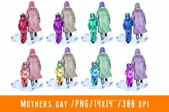 Mothers Day Mom Daughter Son Children Clipart PNG Product Image 1