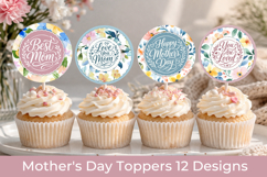 Floral Cupcake Topper Mothers Day Printable, Mom cake Topper Product Image 1