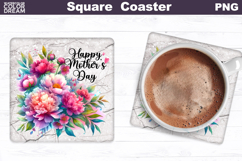Mother&#039;s Day Square Coaster | Happy Mothers Day Sublimation Product Image 1