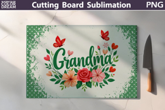 Mothers Day Cutting Board | Grandma Floral Sublimation Product Image 1
