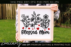 Blessed Mom SVG Floral Mothers Day T-shirt Tote Mug Designs Product Image 6