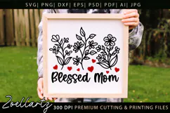 Blessed Mom SVG Floral Mothers Day T-shirt Tote Mug Designs Product Image 6
