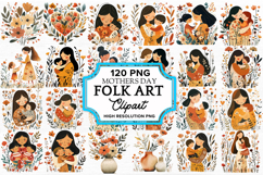 Mothers Day Folk Art Sublimation Bundle PNG Product Image 1