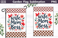 Wife Mom Boss Garden Flag | Floral Mother’s Day Sublimation Product Image 1
