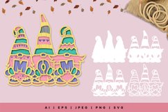 3D Layered Lasercut Three Lovely Gnomes Holding Mom Text Product Image 1