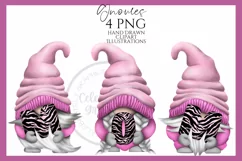 Pink Zebra Mothers Day Gnomes | Hand Drawn Clipart PNG Product Image 2