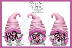 Pink Leopard Mothers Day Gnomes | Hand Drawn Clipart PNG Product Image 1